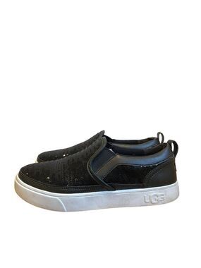 UGG black sequins slip on loafers flat shoes white sole size 4